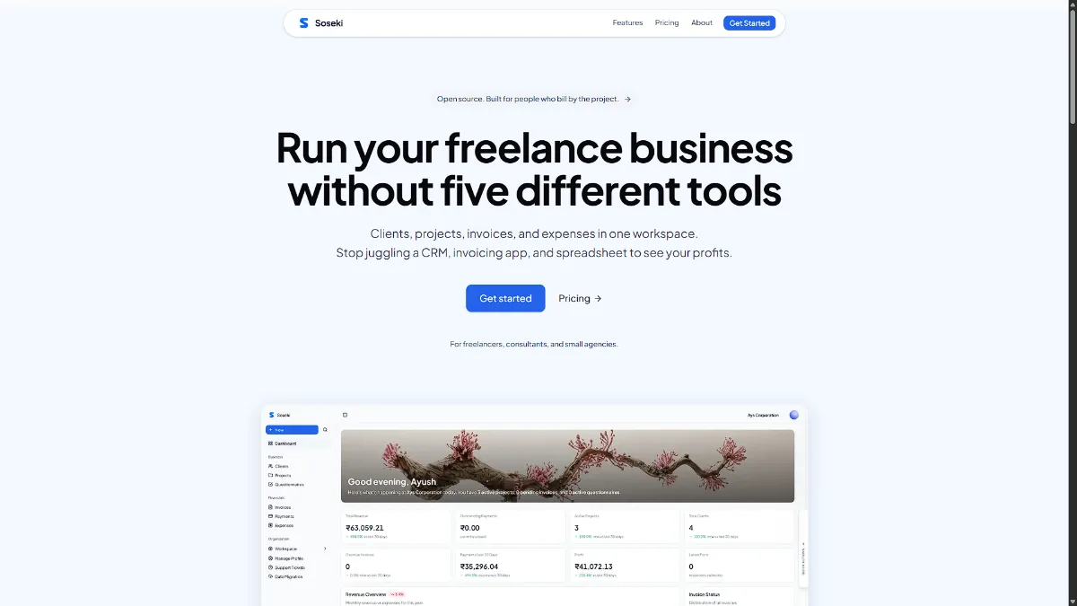 Image for Soseki – Open-Source Business Workspace for Freelancers